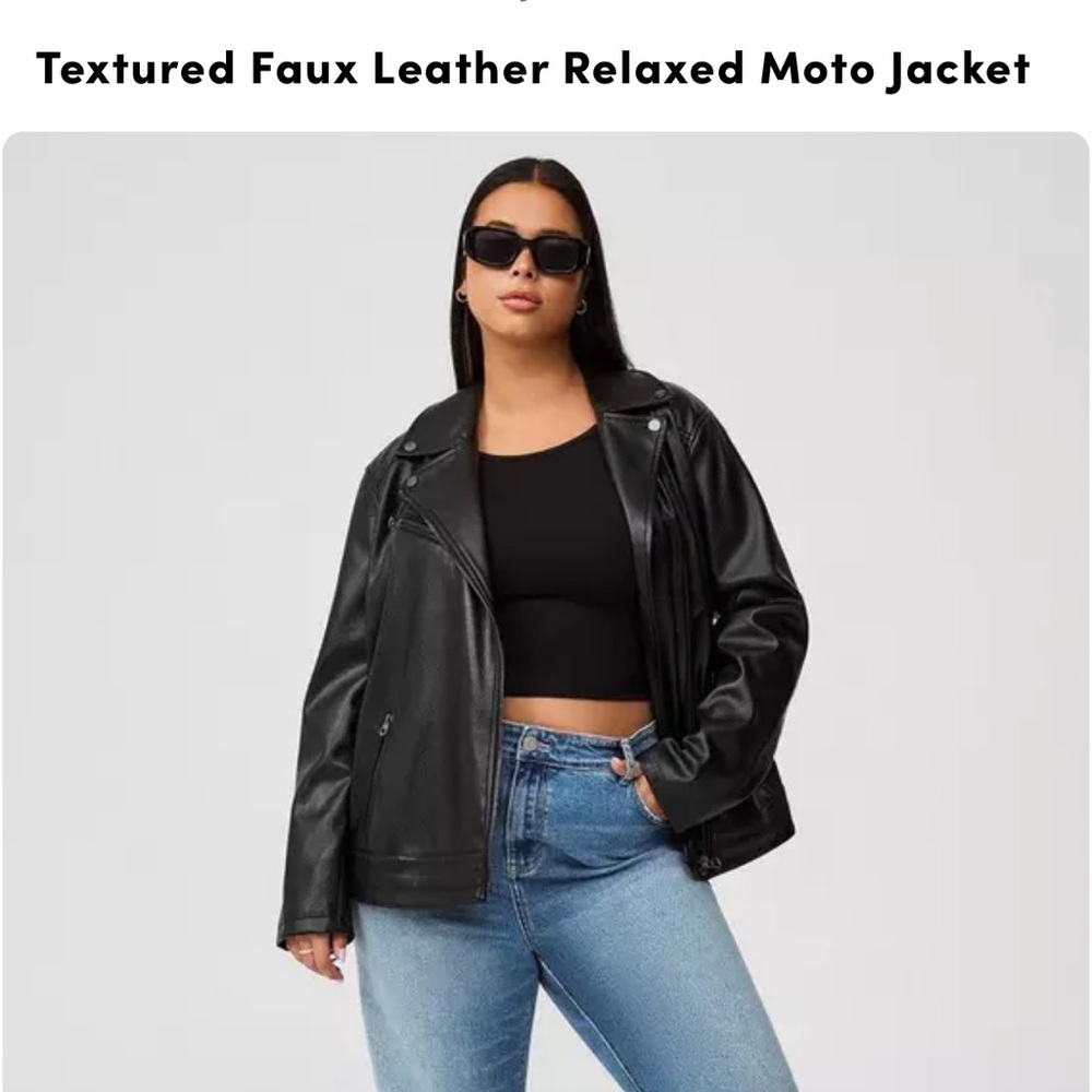 Torrid Black Textured Faux Leather Moto Jacket